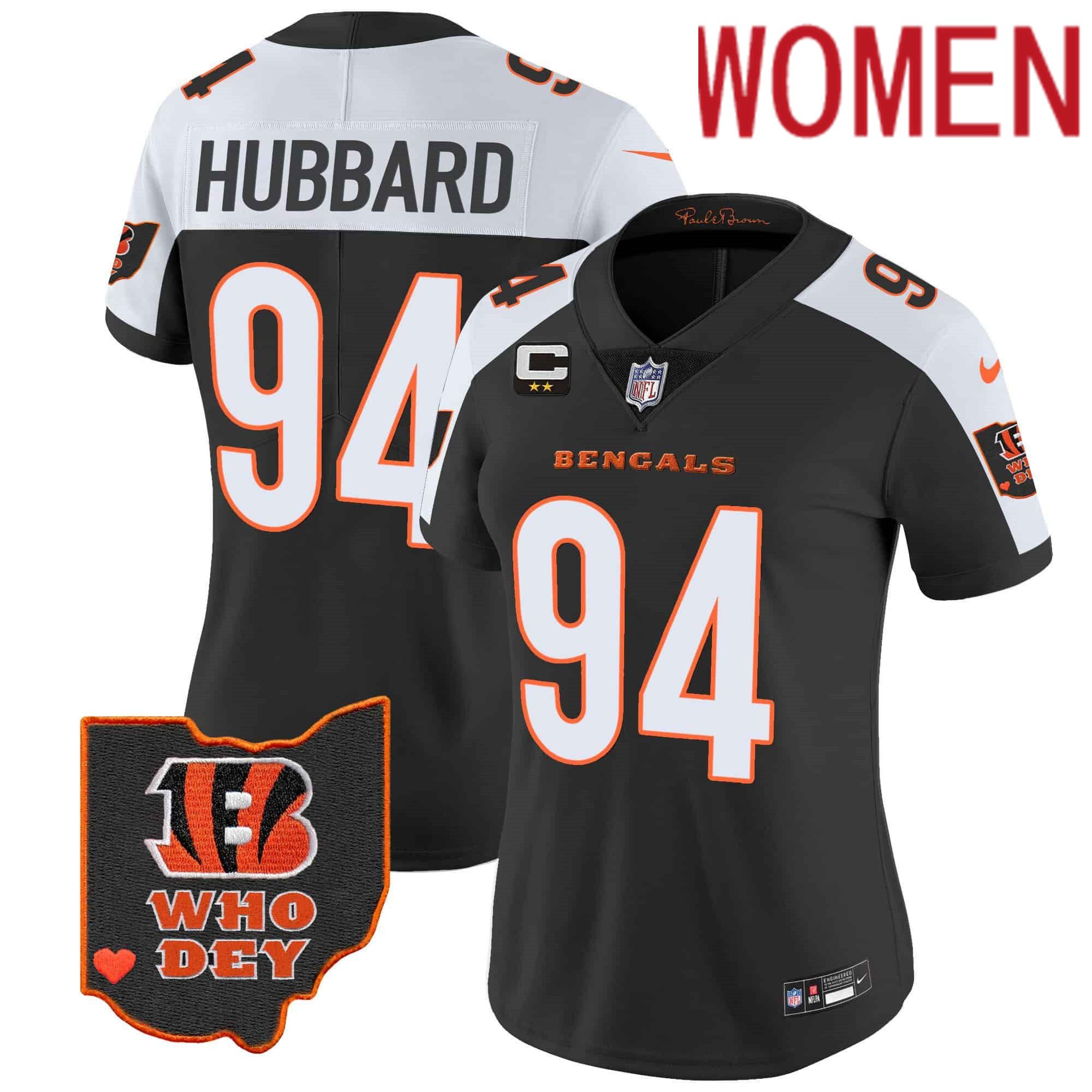 Women Cincinnati Bengals #94 Hubbard Black 2024 Nike Patch Vapor Limited NFL Jersey->women nfl jersey->Women Jersey